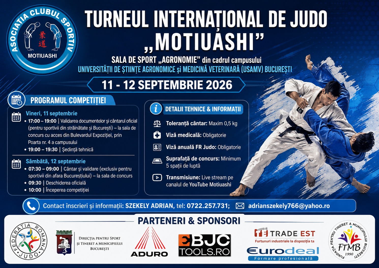 Turneul International de Judo Motiuashi 2026, Sala de Sport Agronomie USAMV Bucuresti
